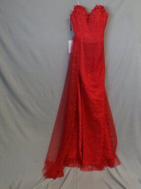 Minimalist Red Beaded Gown NWOT